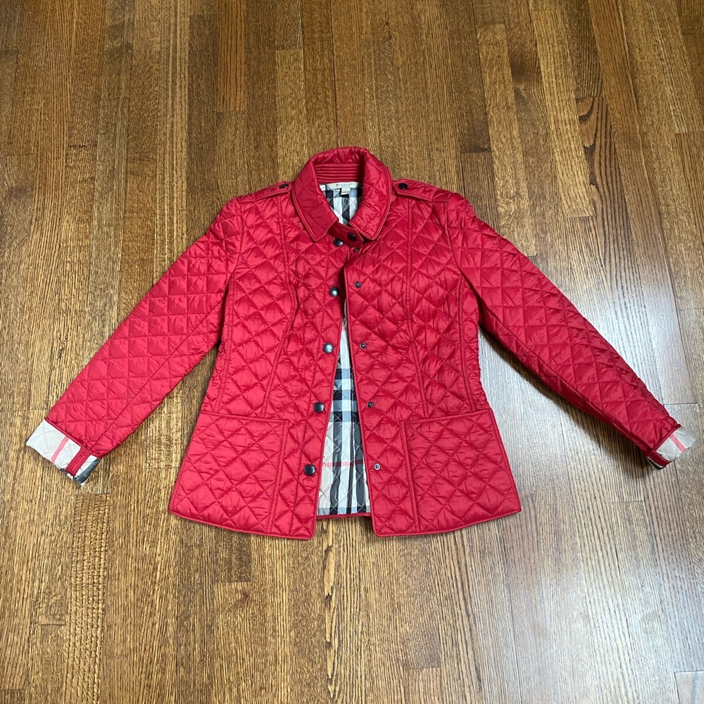 Burberry Red Quilted Button Jacket - image 1